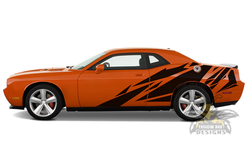 Geometric Pattern Side Graphics Vinyl Decals Compatible with Dodge Challenger - Image 3