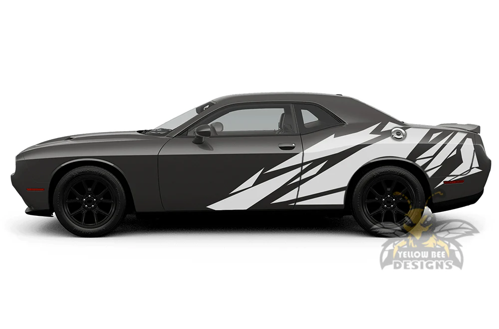 Geometric Pattern Side Graphics Vinyl Decals Compatible with Dodge Challenger - Image 4