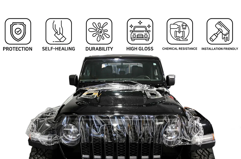 Gloss Clear Paint Protection Vinyl Wrap Bulk Film for Jeep Wrangler - Image 7