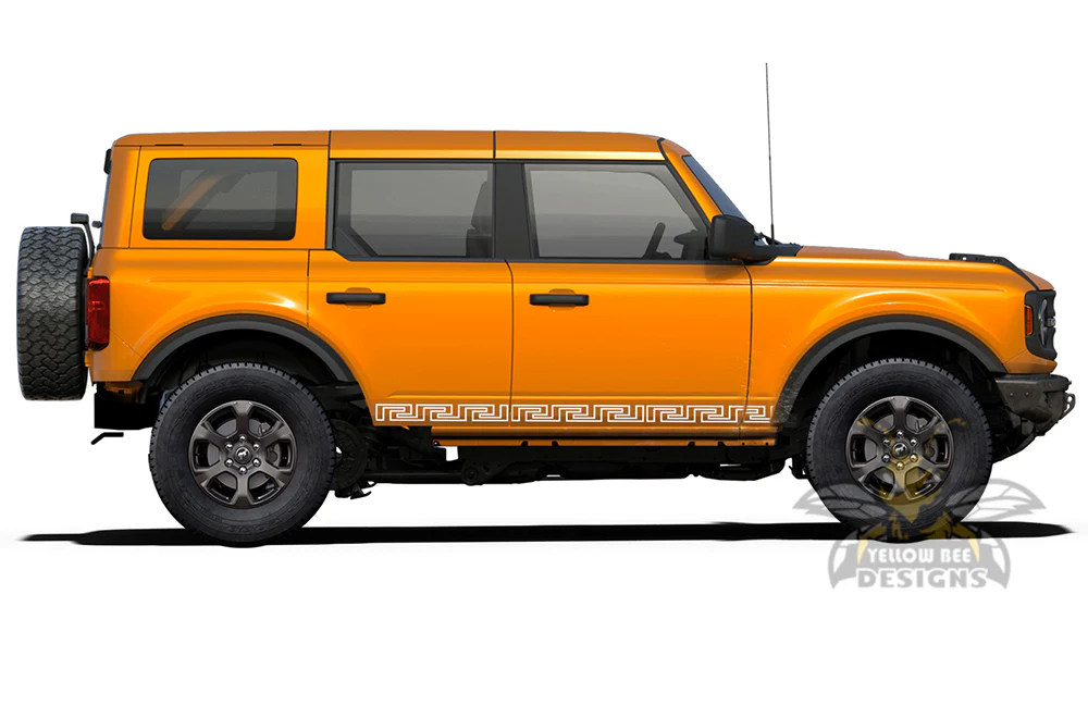 Greek Key Side Stripes Graphics Vinyl Decals Compatible with Ford Bronco - Image 3
