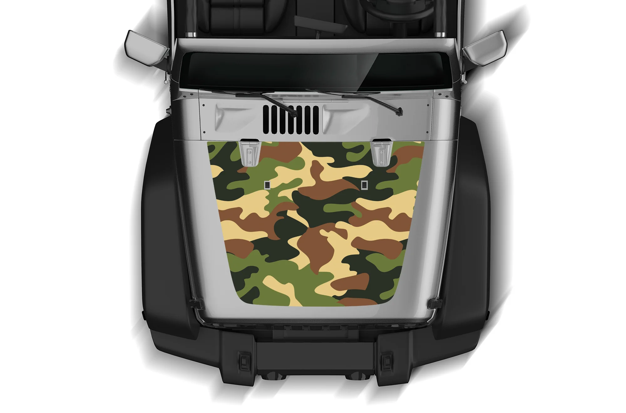 Green Army Print Hood Graphics Vinyl Decals Compatible with Jeep JK Wrangler 2007-2018