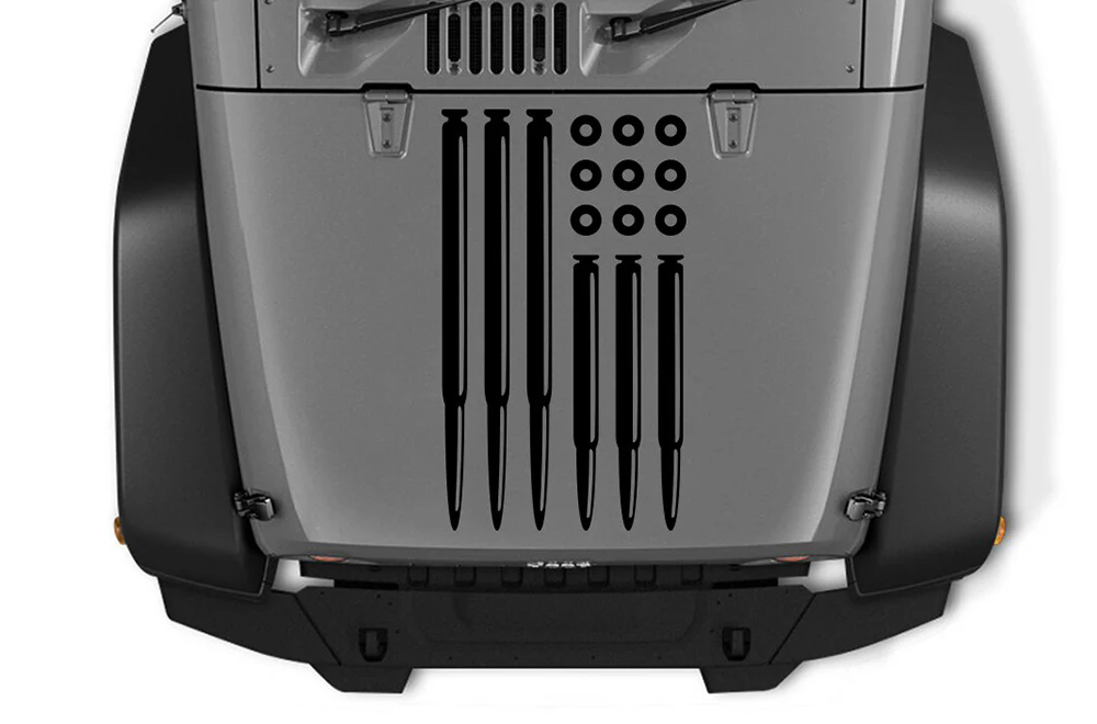 Gun Bullets Hood Graphics Vinyl Decals Compatible with Jeep Wrangler