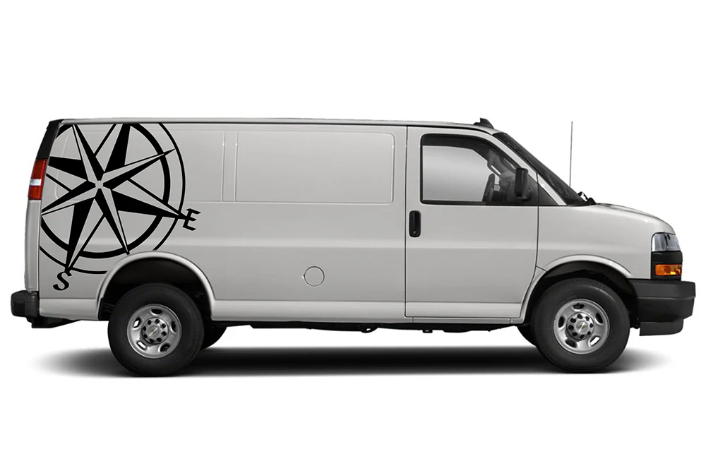Half Compass Graphics Vinyl Decals Compatible with Chevrolet Express