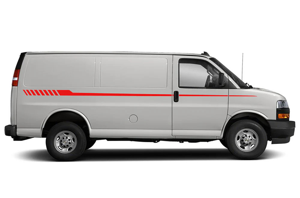 Hash Line Stripes Graphics Vinyl Decals Compatible with Chevrolet Express - Image 2