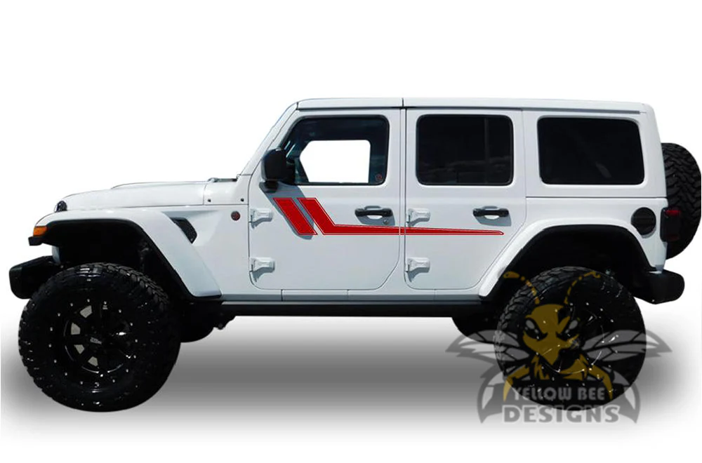 Hochey Stripes Graphics Kit Vinyl Decal Compatible with Jeep JL Wrangler - Image 4