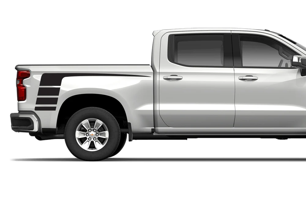 Hockey Bed Stripes Graphics Vinyl Decals Compatible with Chevrolet Silverado 1500 Crew Cab