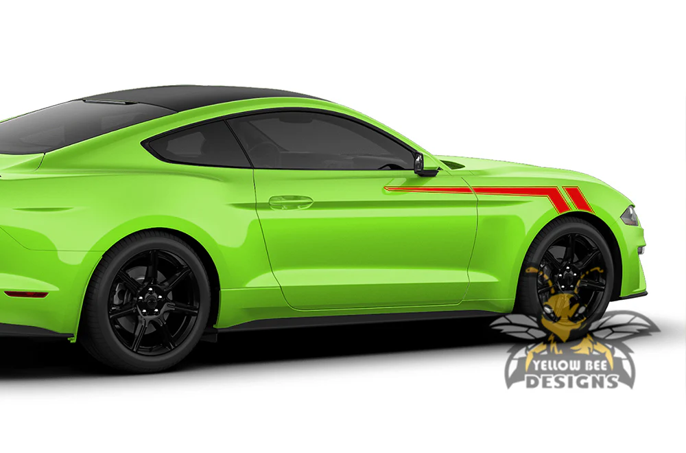Hockey Front Side Stripes Graphics Vinyl Decals Compatible with Ford Mustang - Image 2
