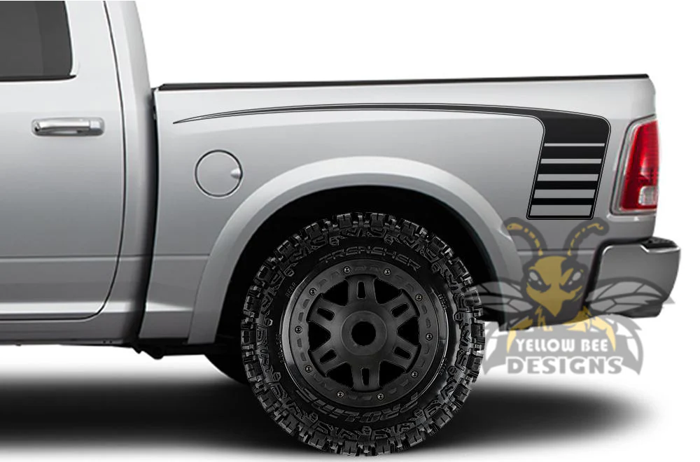 Hockey Line Bed Graphics Kit Vinyl Decal Compatible with Dodge Ram Crew Cab 1500 - Image 2