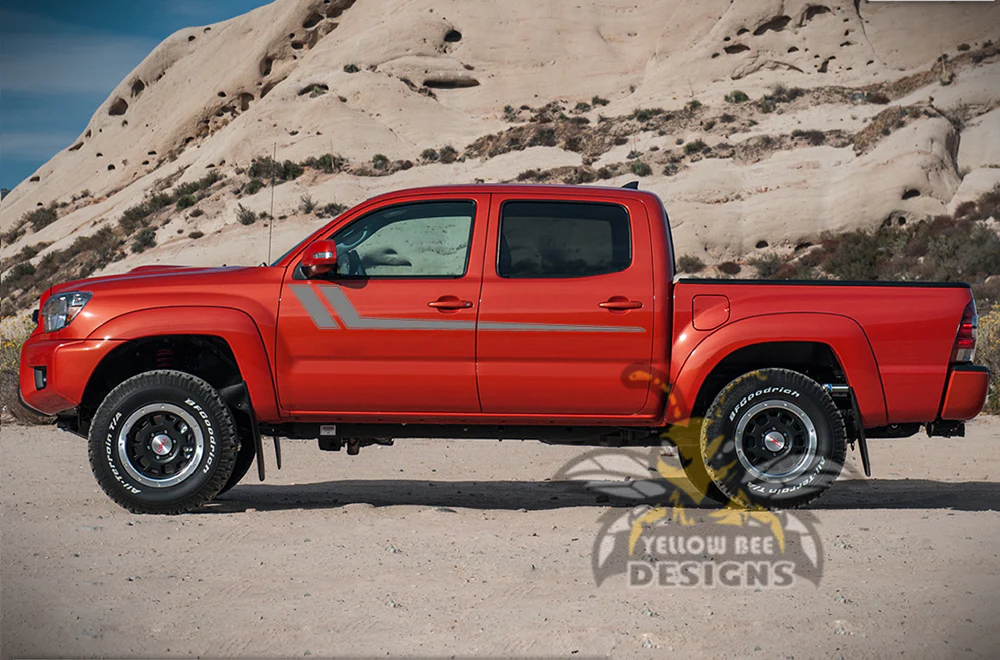 Hockey Side Stripes Graphics Kit Vinyl Decal Compatible with Toyota Tacoma Double Cab - Image 3