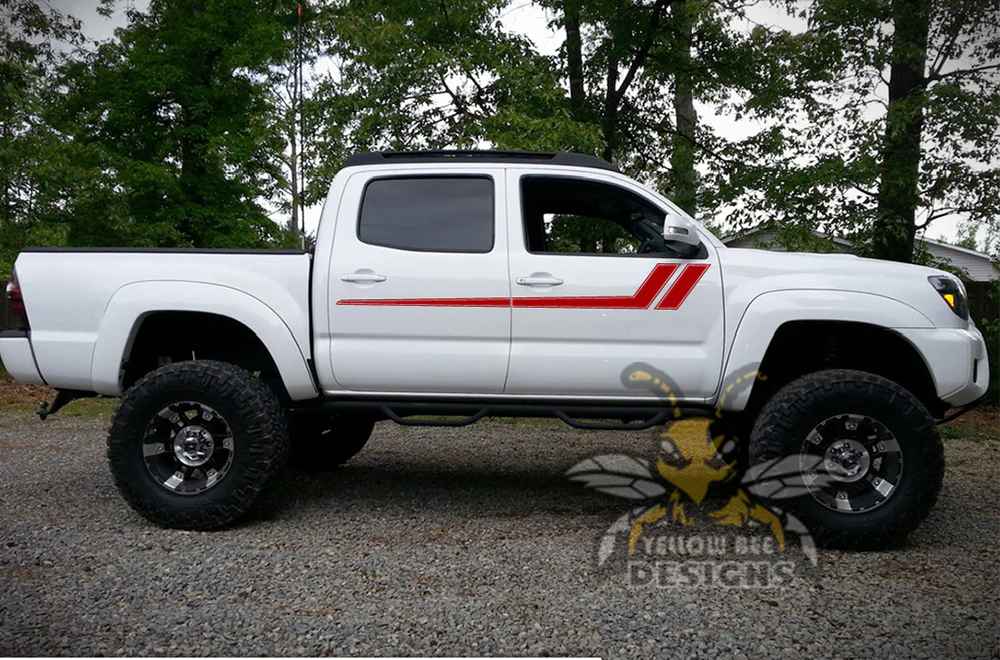 Hockey Side Stripes Graphics Kit Vinyl Decal Compatible with Toyota Tacoma Double Cab - Image 4