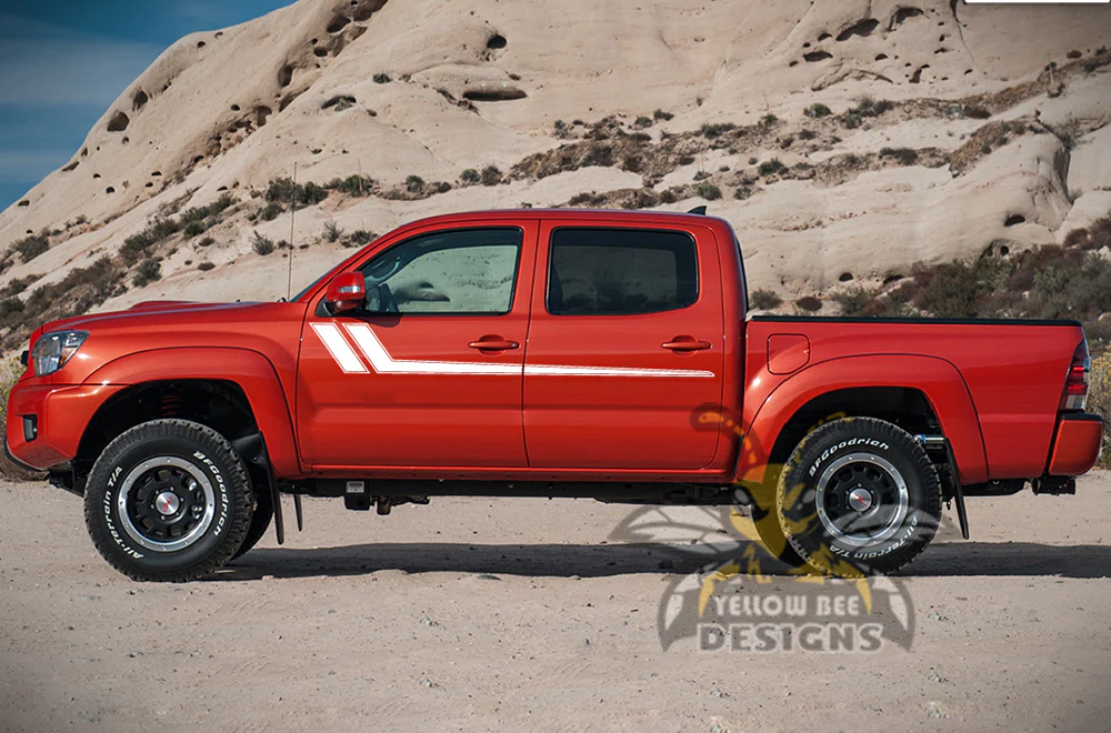 Hockey Side Stripes Graphics Kit Vinyl Decal Compatible with Toyota Tacoma Double Cab - Image 6