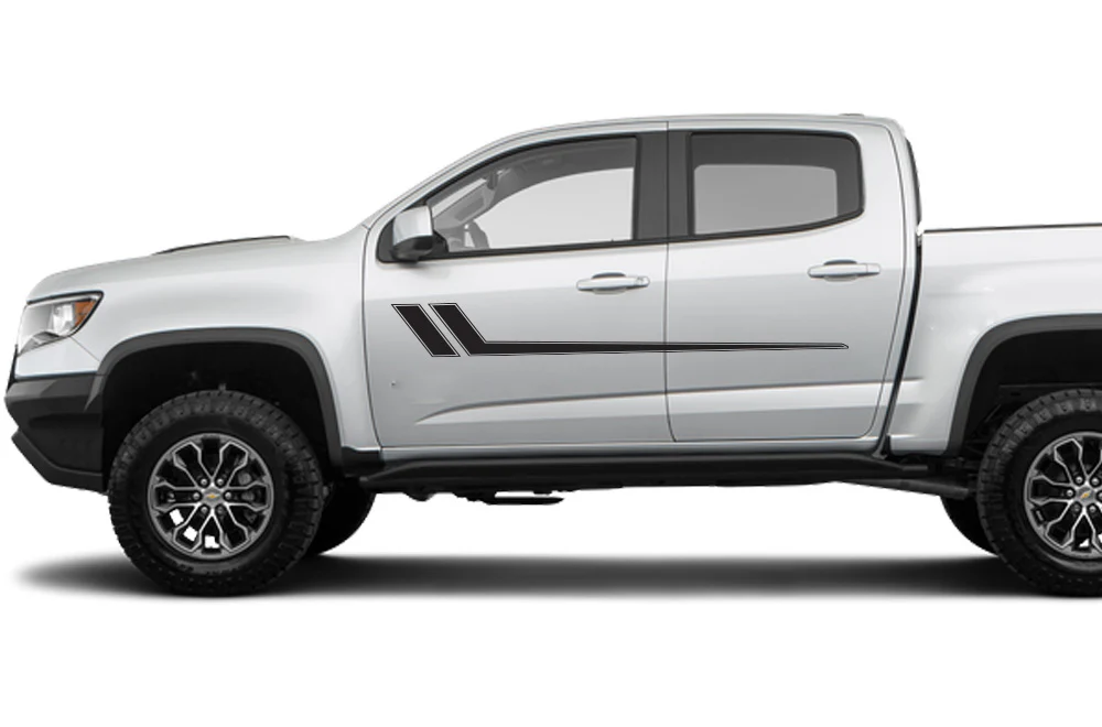 Hockey Side Stripes Graphics Vinyl Decals Compatible with Chevrolet Colorado Crew Cab