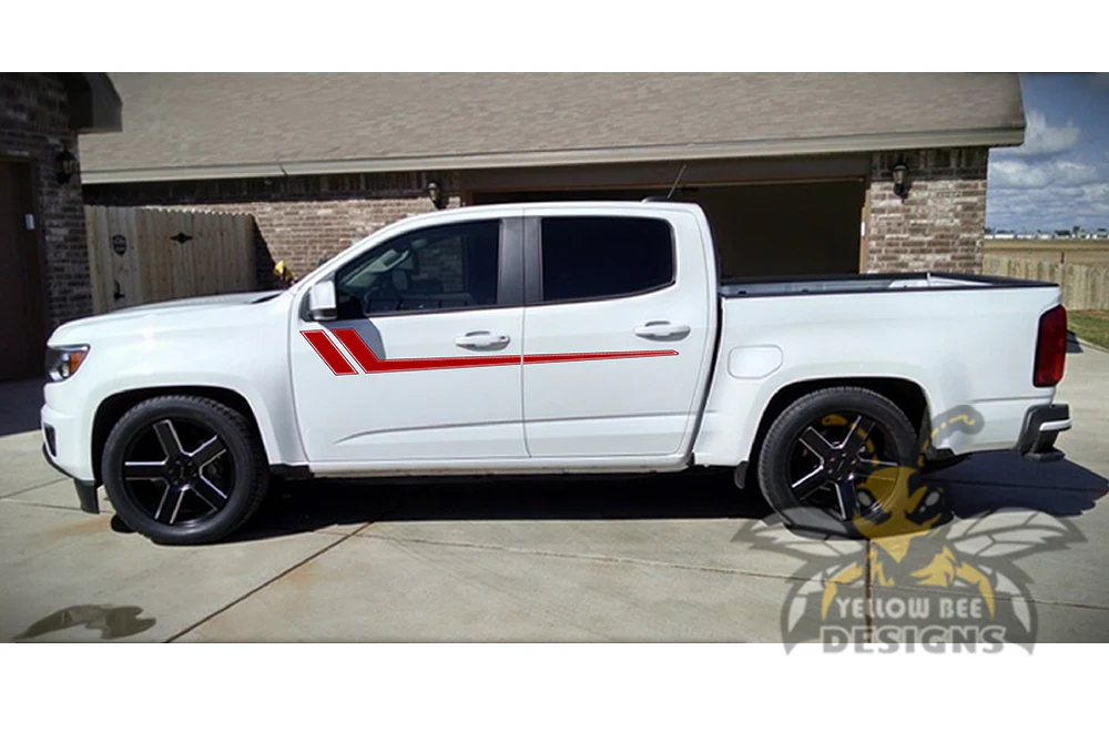 Hockey Side Stripes Graphics Vinyl Decals Compatible with Chevrolet Colorado Crew Cab - Image 4