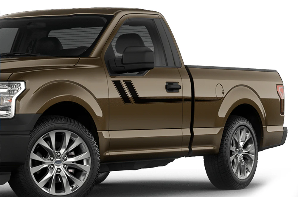 Hockey Side Stripes Graphics Vinyl Decals Compatible with Ford F150 Regular Cab 6.5''