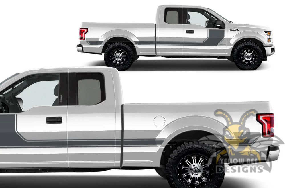 Hockey Side Stripes Graphics Vinyl Decals Compatible with Ford F150 Super Cab 6.5'' - Image 4