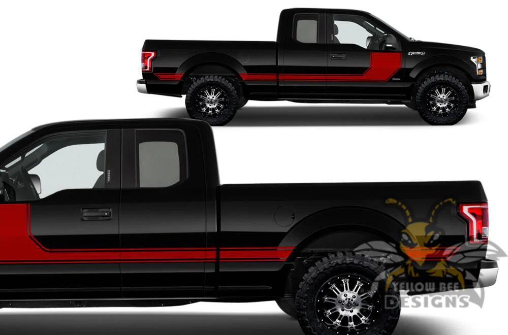 Hockey Side Stripes Graphics Vinyl Decals Compatible with Ford F150 Super Cab 6.5'' - Image 5