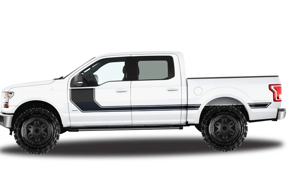 Hockey Side Stripes Graphics Vinyl Decals Compatible with Ford F150 Super Crew Cab 5.5''