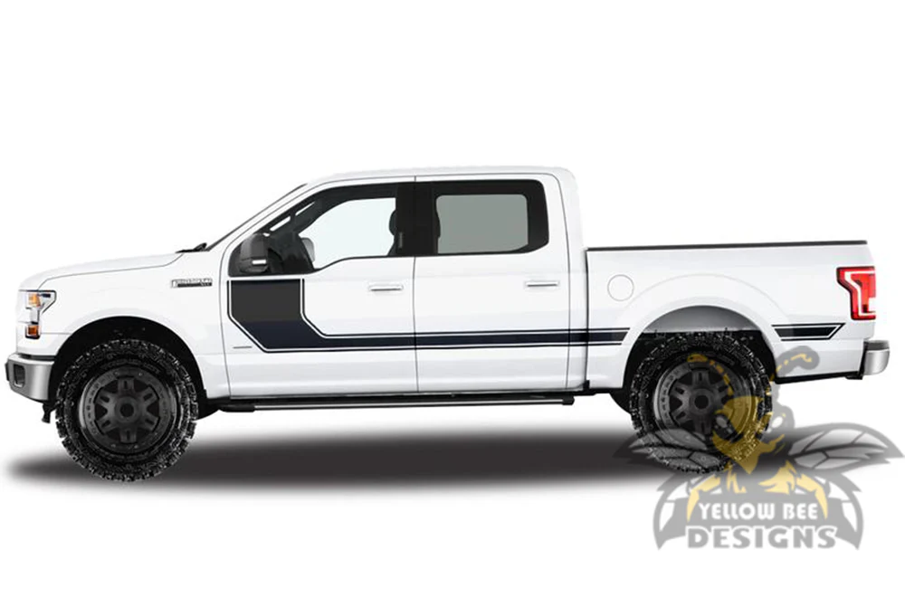 Hockey Side Stripes Graphics Vinyl Decals Compatible with Ford F150 Super Crew Cab 5.5'' - Image 2
