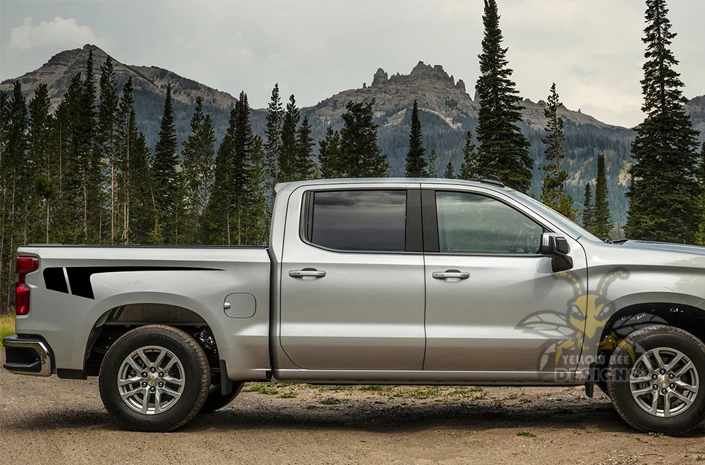Hockey Stripes Bed Graphics Vinyl Decals Compatible with Chevrolet Silverado 1500 - Image 2