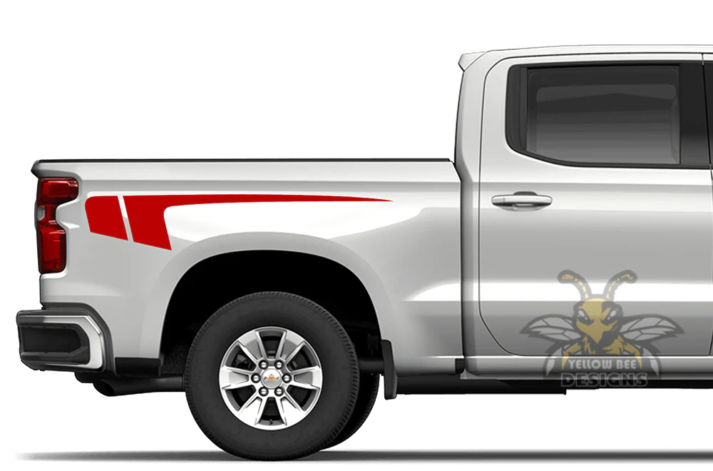 Hockey Stripes Bed Graphics Vinyl Decals Compatible with Chevrolet Silverado 1500 - Image 4