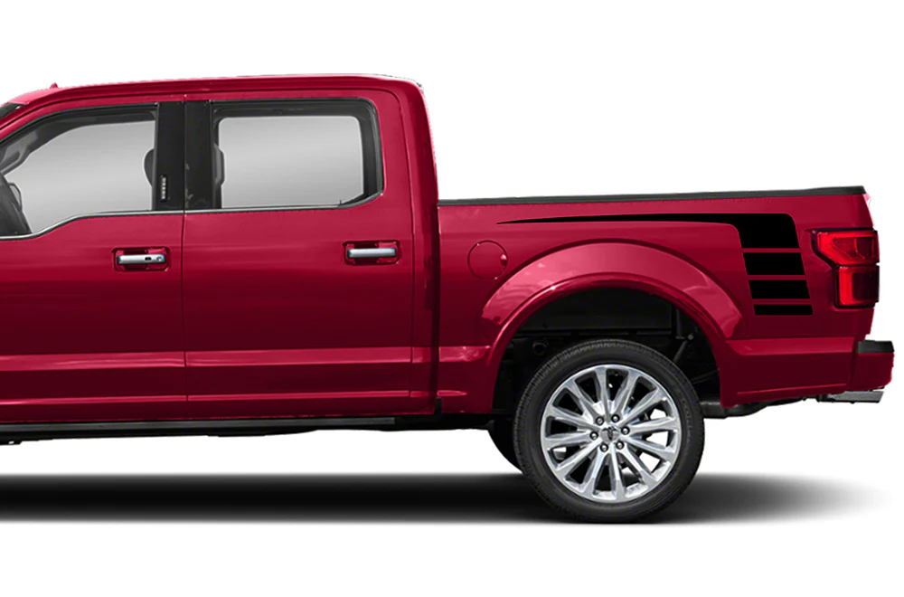 Hockey Stripes Bed Graphics Vinyl Decals Compatible with Ford F150 Super Crew Cab 5.5''