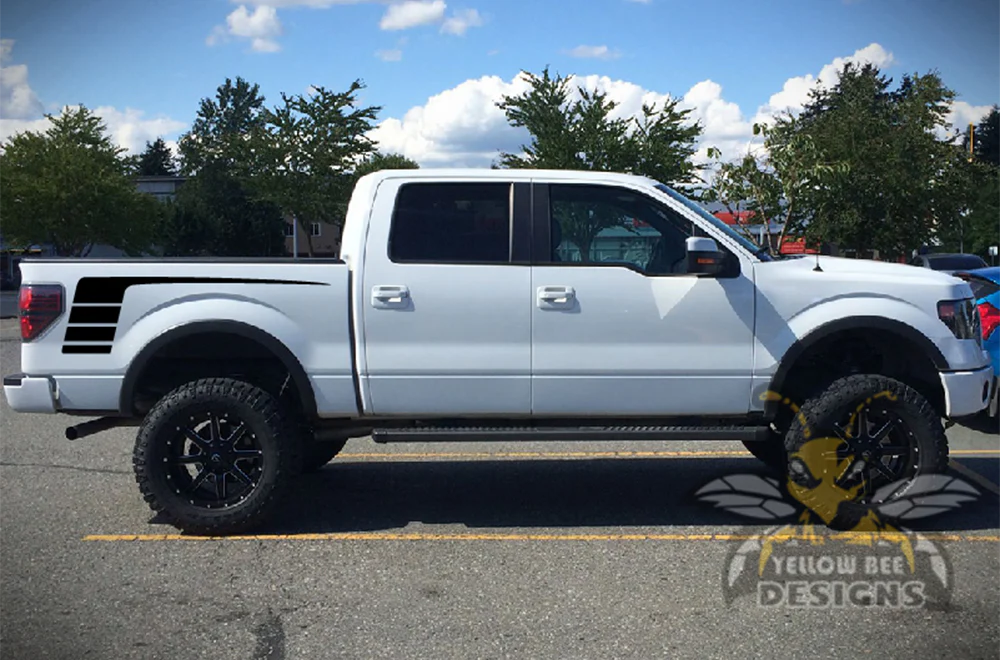 Hockey Stripes Bed Graphics Vinyl Decals Compatible with Ford F150 Super Crew Cab 5.5'' - Image 2