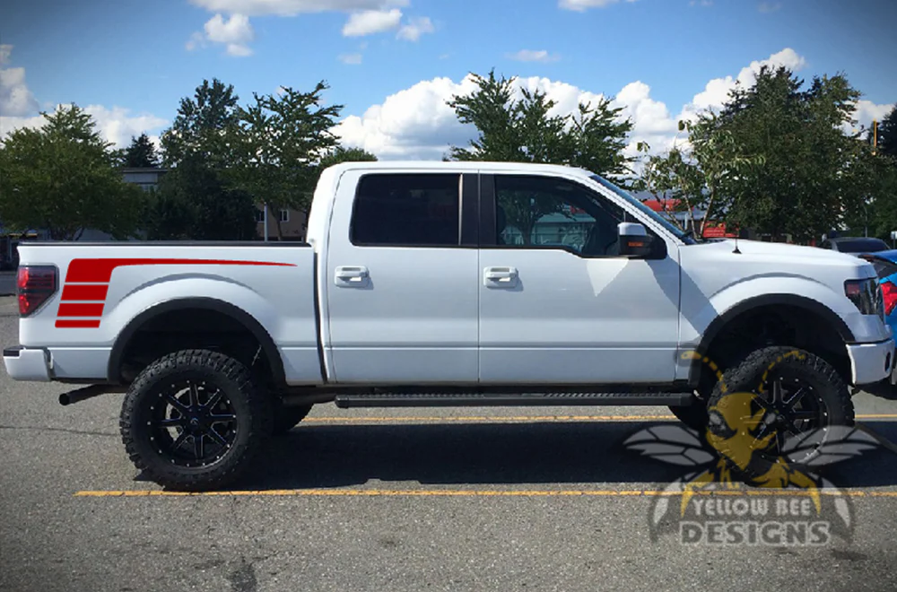 Hockey Stripes Bed Graphics Vinyl Decals Compatible with Ford F150 Super Crew Cab 5.5'' - Image 4