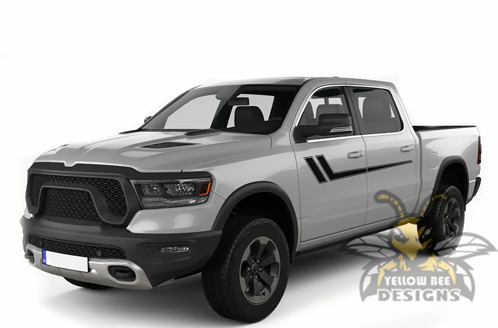 Hockey Stripes Graphics Kit Vinyl Decal Compatible with Dodge Ram Crew Cab 1500 - Image 3