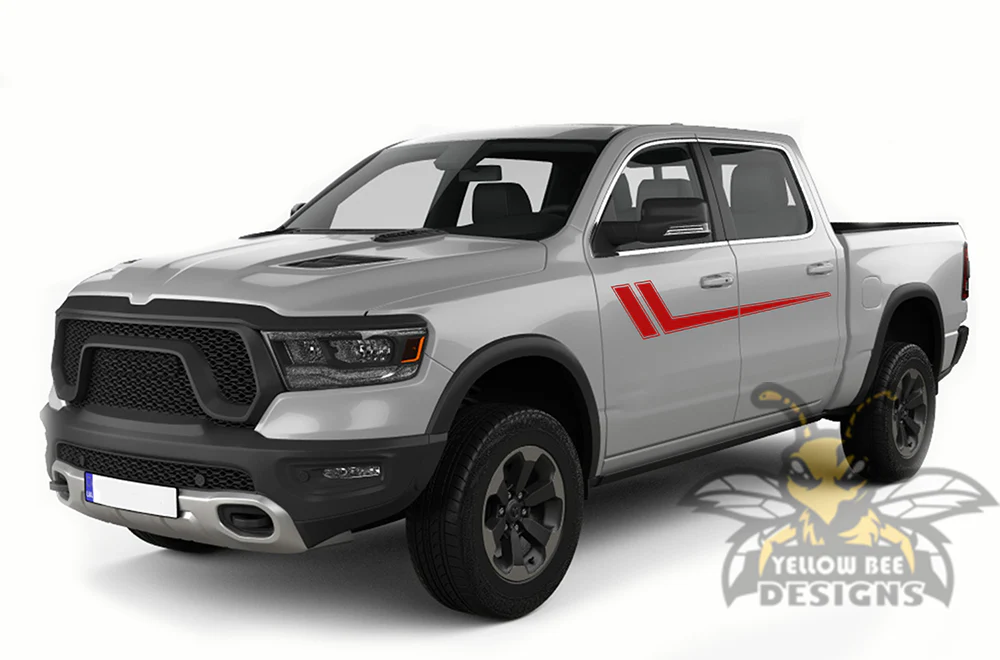 Hockey Stripes Graphics Kit Vinyl Decal Compatible with Dodge Ram Crew Cab 1500 - Image 4