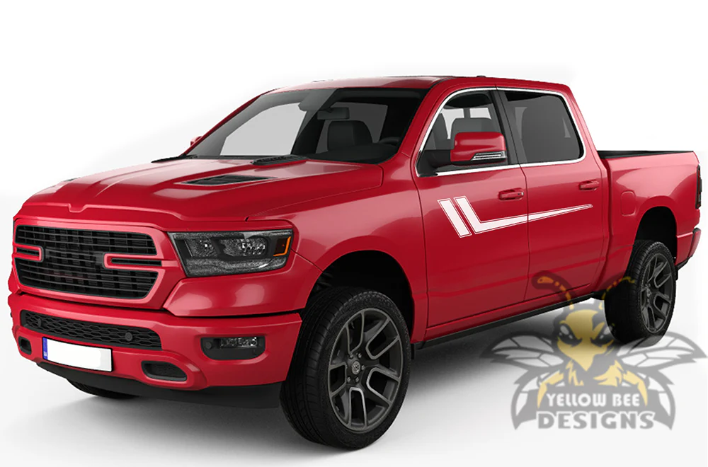 Hockey Stripes Graphics Kit Vinyl Decal Compatible with Dodge Ram Crew Cab 1500 - Image 5
