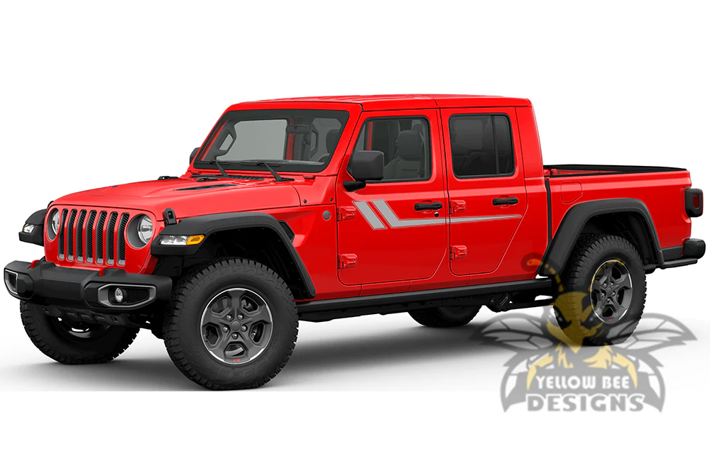 Hockey Stripes Graphics Kit Vinyl Decal Compatible with Jeep JT Gladiator 4 Door - Image 3