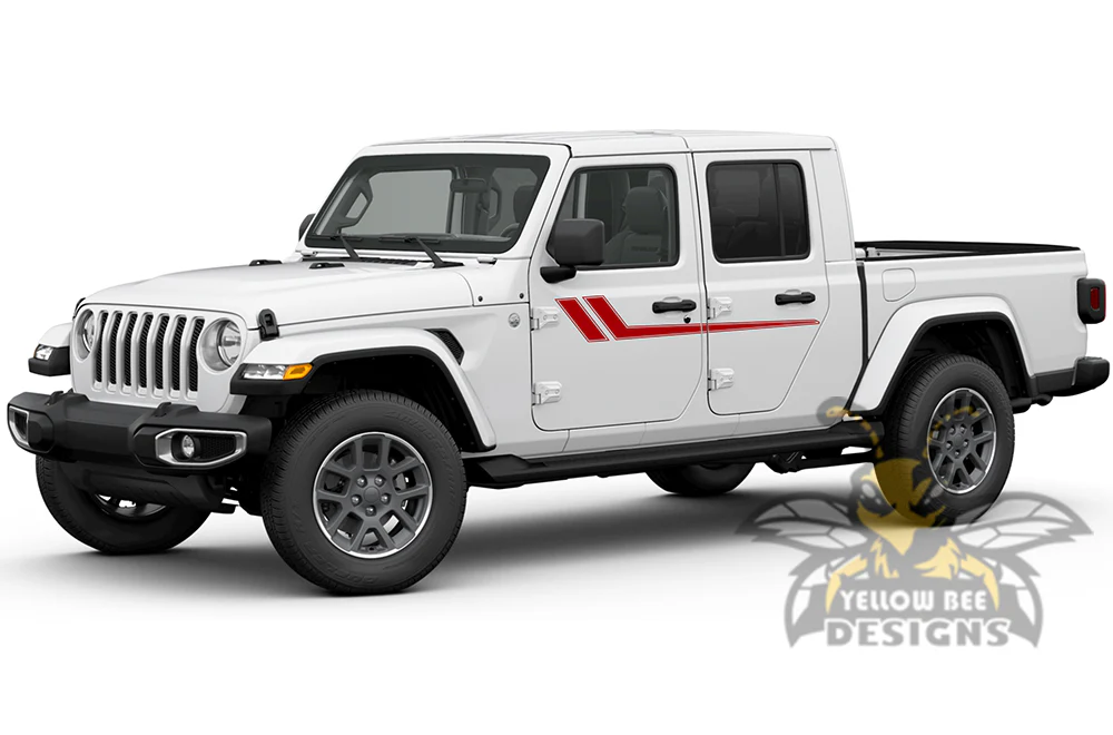 Hockey Stripes Graphics Kit Vinyl Decal Compatible with Jeep JT Gladiator 4 Door - Image 4