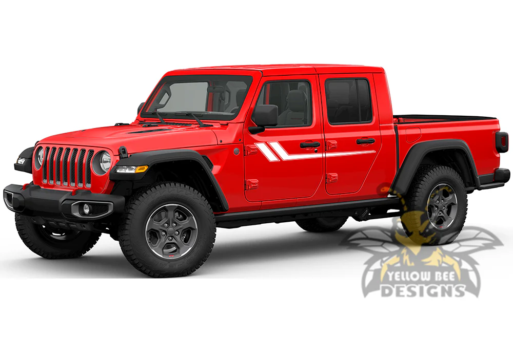 Hockey Stripes Graphics Kit Vinyl Decal Compatible with Jeep JT Gladiator 4 Door - Image 5