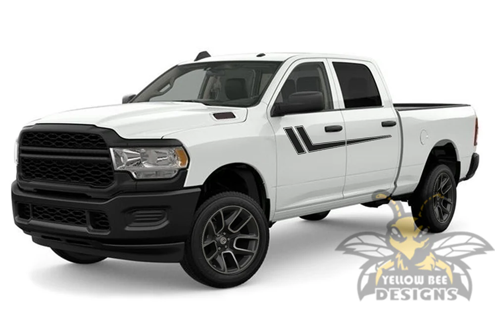 Hockey Stripes Graphics Kit Vinyl Decals Compatible with Dodge Ram 2500 Crew Cab - Image 2