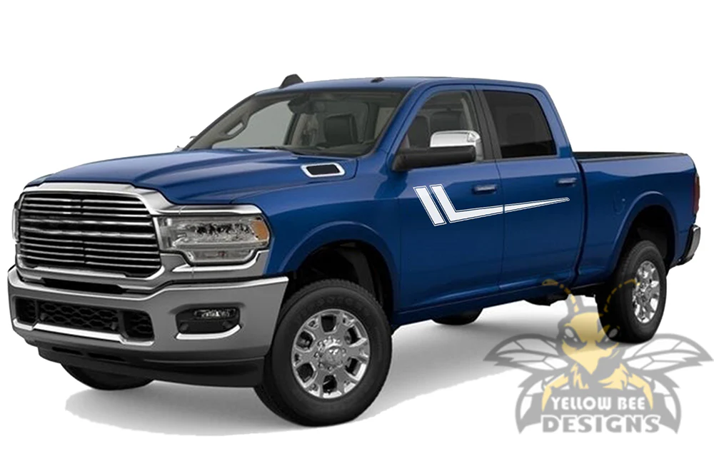 Hockey Stripes Graphics Kit Vinyl Decals Compatible with Dodge Ram 2500 Crew Cab - Image 3