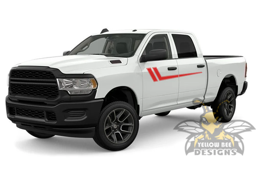 Hockey Stripes Graphics Kit Vinyl Decals Compatible with Dodge Ram 2500 Crew Cab - Image 4