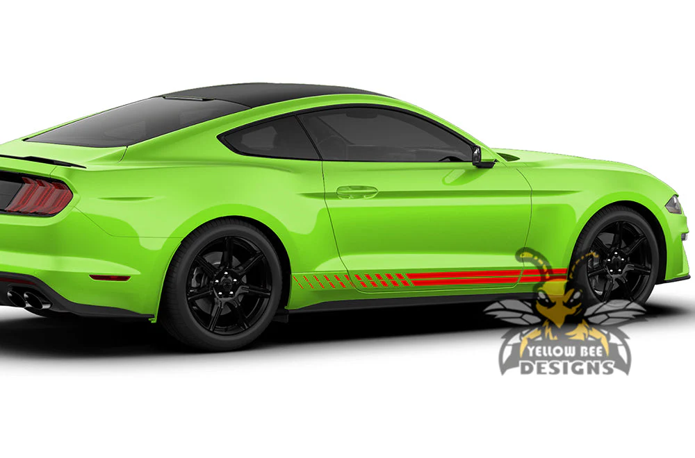 Belt Line Rocker Stripes Graphics Vinyl Decals Compatible with Ford Mustang - Image 2