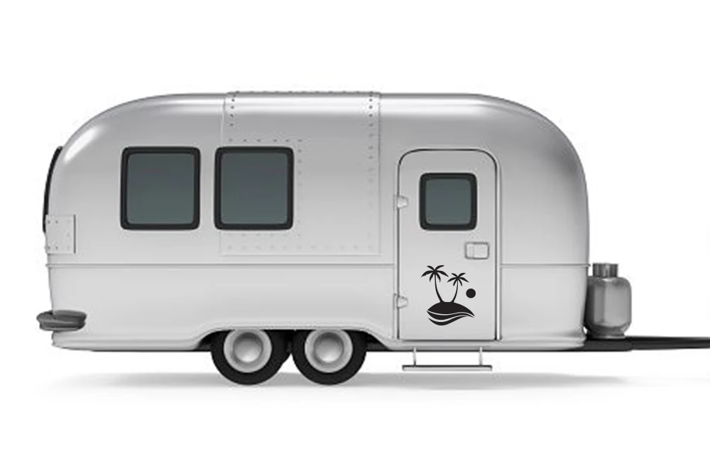 Island Palm Trees Decals, Graphics For RV, Trailer Hauler, Camper, Motor-Ηome, Caravan
