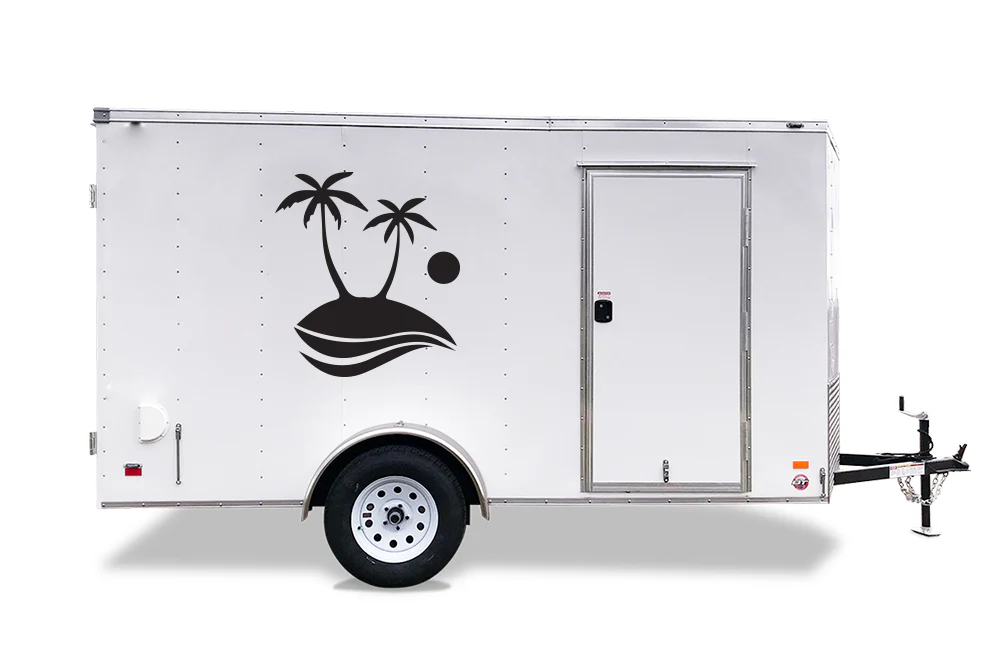 Island Palm Trees Decals, Graphics For RV, Trailer Hauler, Camper, Motor-Ηome, Caravan - Image 2