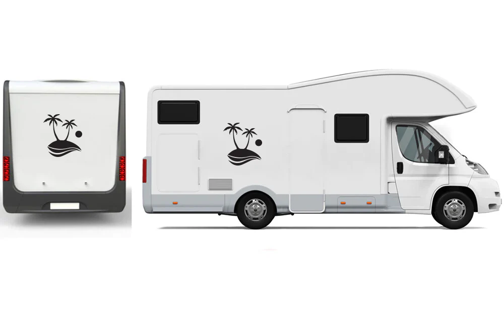 Island Palm Trees Decals, Graphics For RV, Trailer Hauler, Camper, Motor-Ηome, Caravan - Image 3