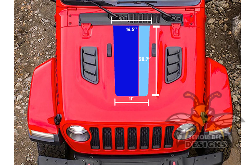 Jeep JT Gladiator 4 Door Scrambler Retro Hood Stripes for JT Gladiator - Image 2