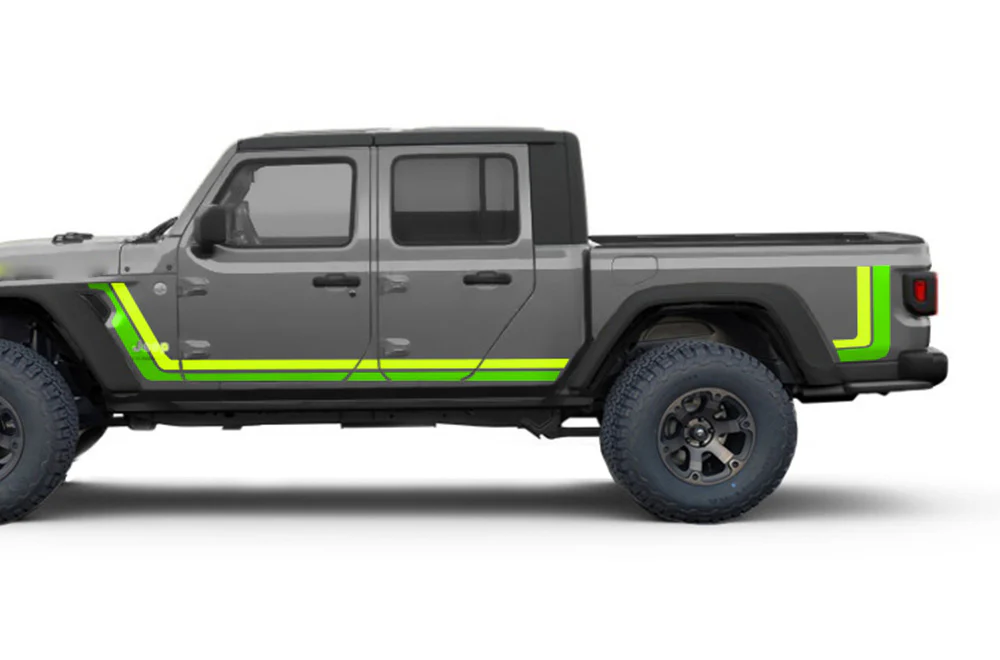 Jeep JT Gladiator 4 Door Scrambler Retro Stripes (L. Yellow/L.Green) for JT Gladiator