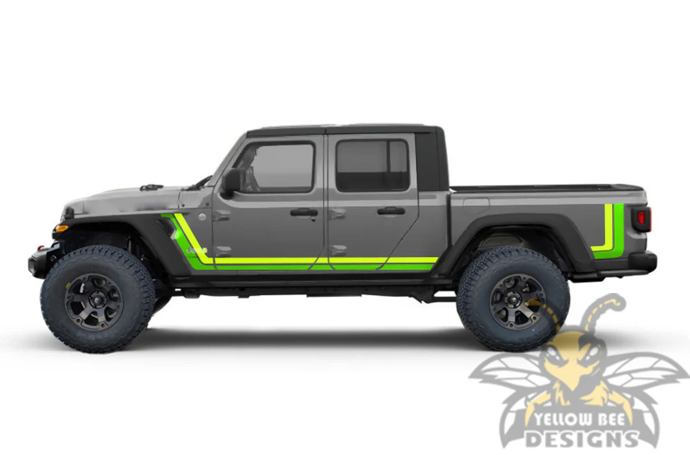 Jeep JT Gladiator 4 Door Scrambler Retro Stripes (L. Yellow/L.Green) for JT Gladiator - Image 2