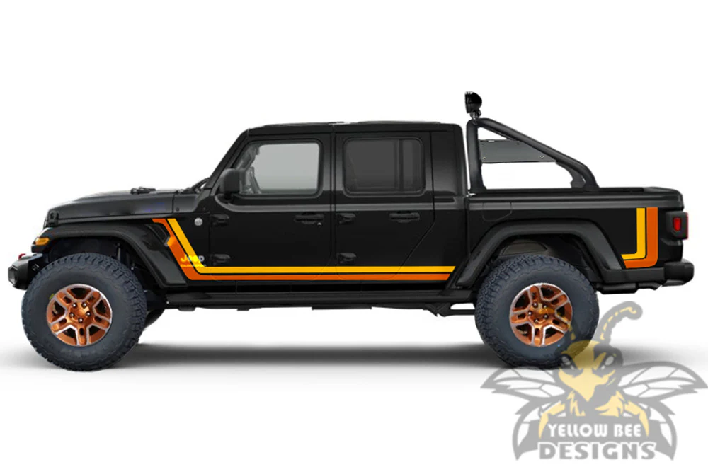 Jeep JT Gladiator 4 Door Scrambler Retro Stripes (Orange/Yellow) for JT Gladiator - Image 2