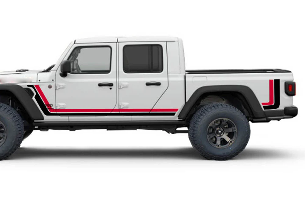 Jeep JT Gladiator 4 Door Scrambler Retro Stripes (Red/Black) for JT Gladiator