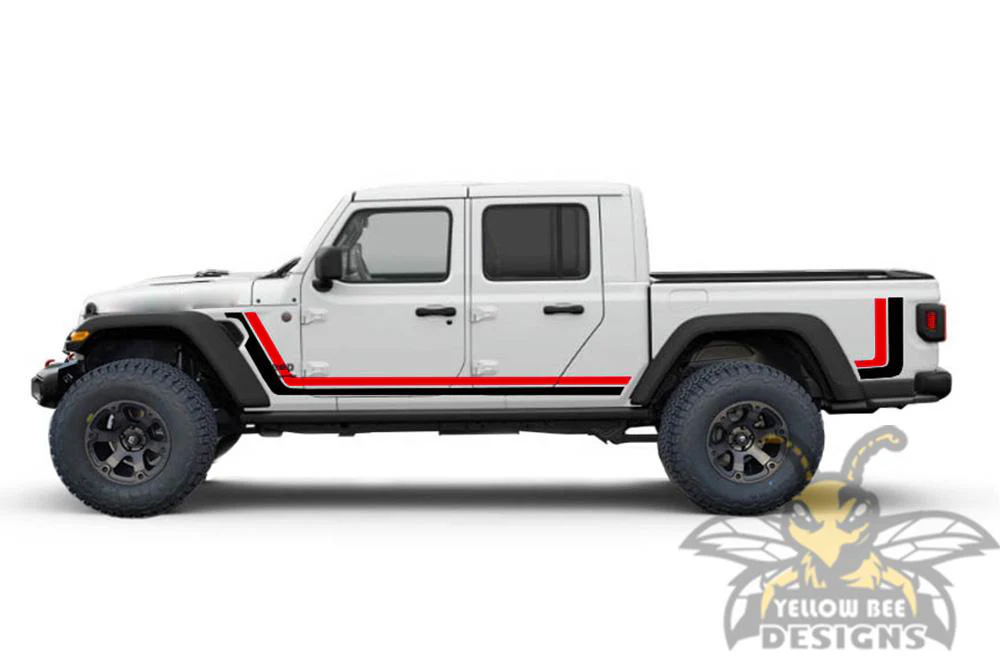 Jeep JT Gladiator 4 Door Scrambler Retro Stripes (Red/Black) for JT Gladiator - Image 2