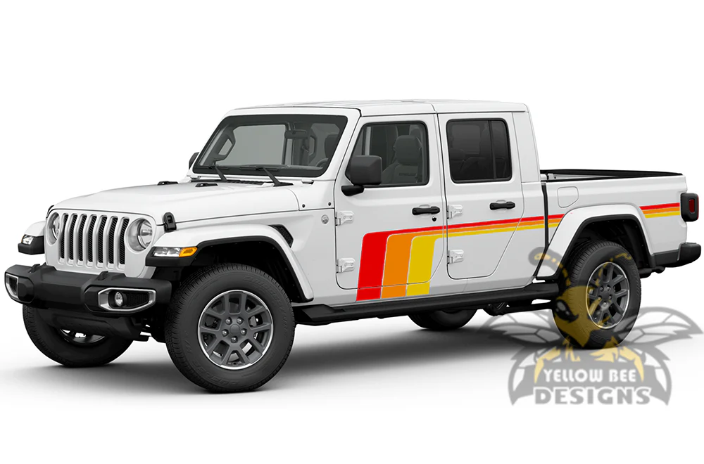 Scrambler Retro Triple Stripes (Red/Orange/Yellow) compatible with Jeep JT Gladiator