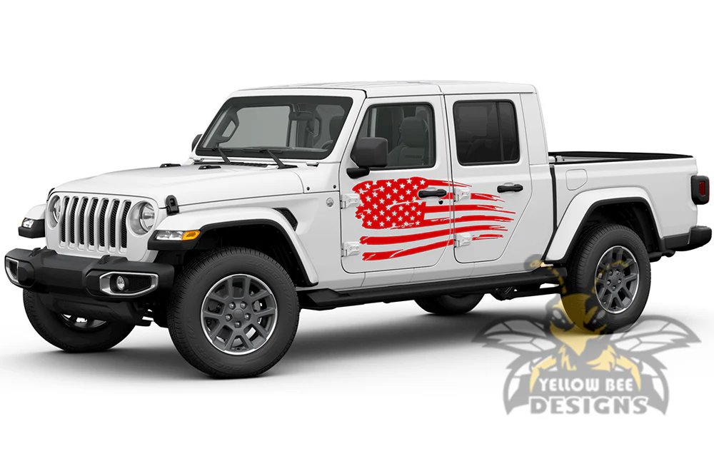 Door USA Flag Side Decals Graphics compatible with Jeep JT Gladiator - Image 4
