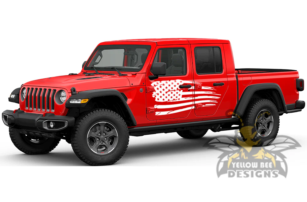 Door USA Flag Side Decals Graphics compatible with Jeep JT Gladiator - Image 5