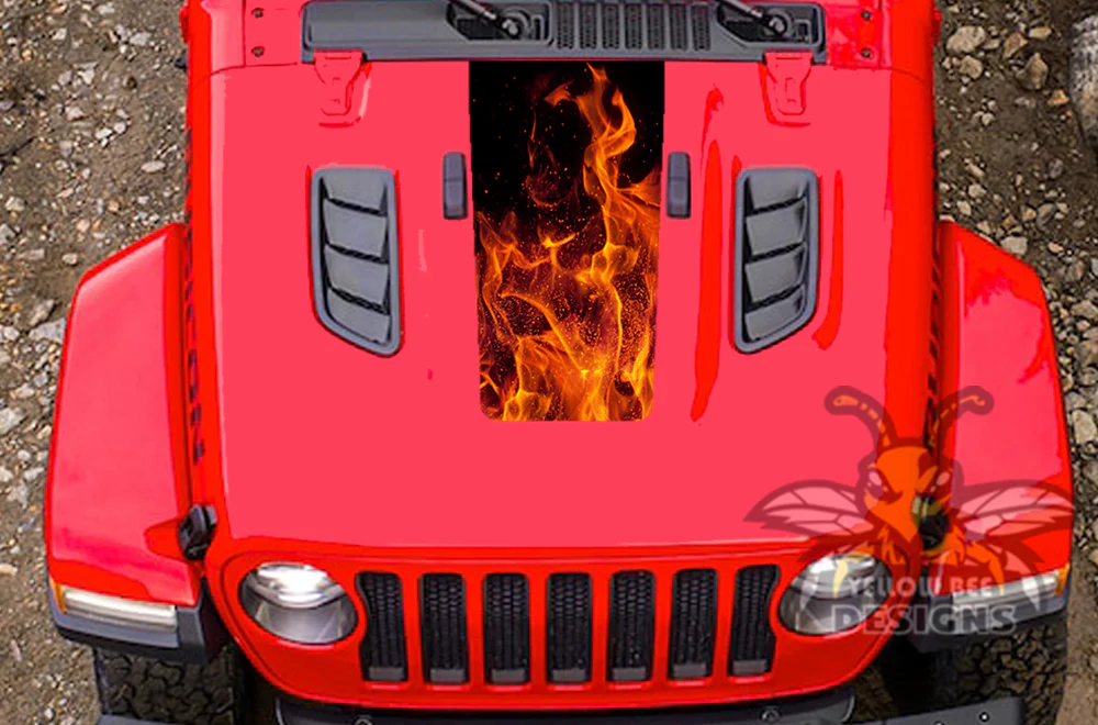 Jeep JT Gladiator Hood Flames Graphics compatible with JT Gladiator - Image 2